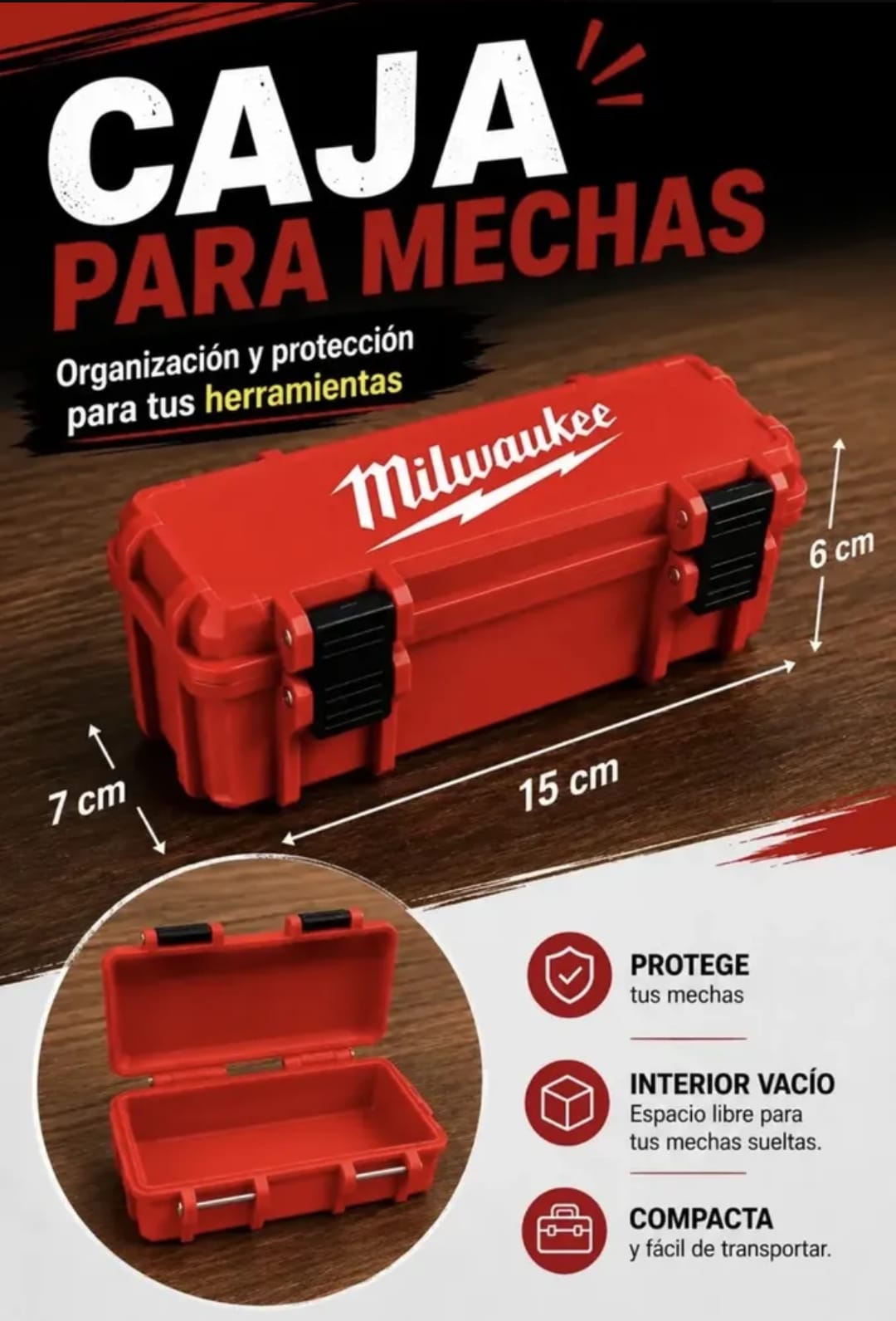 Caja Porta Mechas Estuche Simil Millwaukee