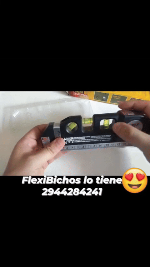 Laser + Cinta metrica 2.5m + Nivel con burbuja + base tipo regla de aluminio + Pilas